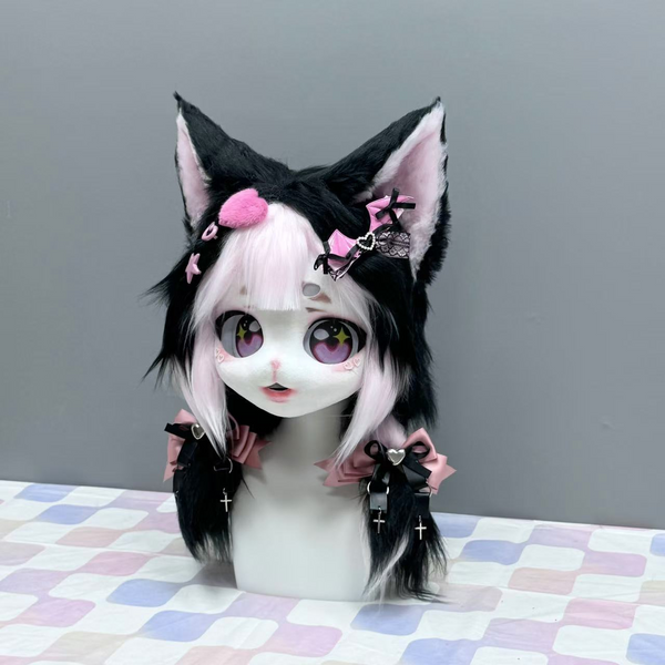 Black and pink fursuit